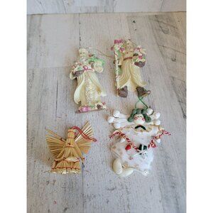 Rustic Santa Claus Angel cherub set variety‎ ornament Xmas